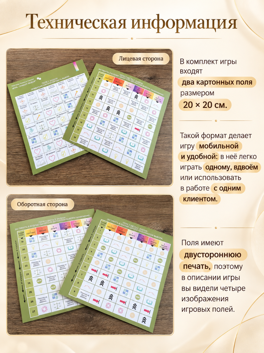 Два двусторонних картонных поля игры «Выбор»